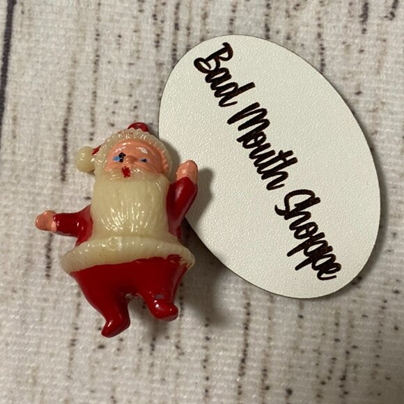 *Vintage Antique Teenie Christmas Plastic Dancing Santa Pendant Charm - Picture 1 of 5